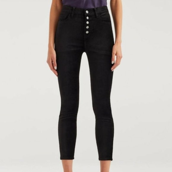 NWT 7 for All Mankind High Waist Velvet Ankle Skinny with Exposed Button Fly 23 - Picture 5 of 16